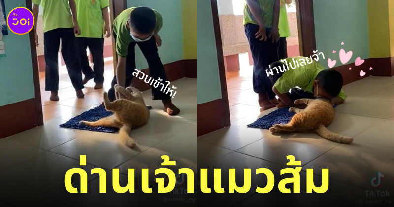 ด่านแมวส้ม นักเรียนเข้าห้องเรียน