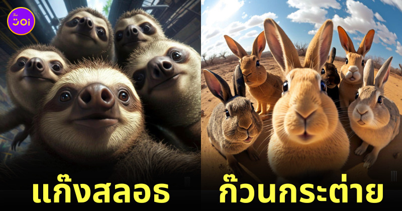 สัตว์โลกน่ารัก เซลฟี่ AI Photoshop