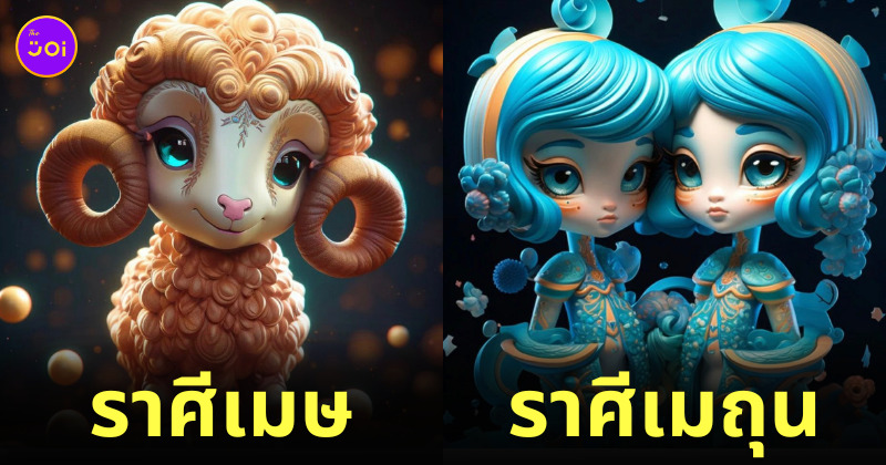 ภาพตัวการ์ตูนสุดคิวท์จากสัญลักษณ์ประจำราศี AI Dreams