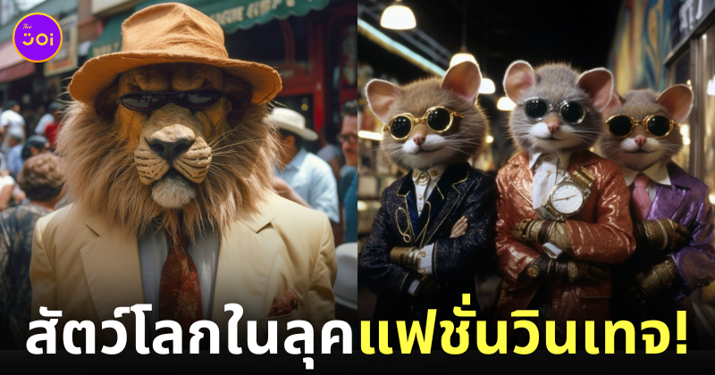 ภาพสัตว์โลก แนววินเทจ ตลาดนัดมือสองสุดแปลก AI