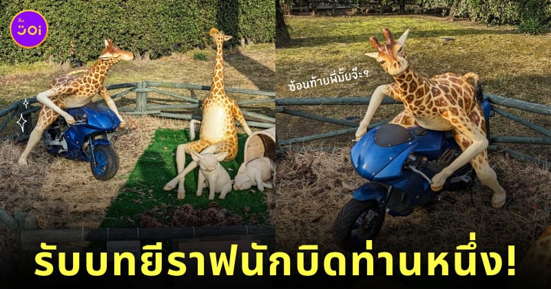 รูปปั้นยีราฟ สวนญี่ปุ่น สิงห์นักบิด