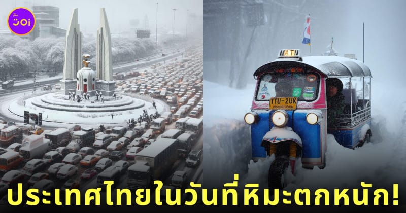 ภาพประเทศไทยในวันที่หิมะตกหนัก AI
