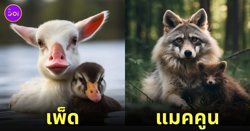 aiart ภาพสัตว์โลกที่ผสมข้ามสายพันธุ์กัน (Animal Hybrids)
