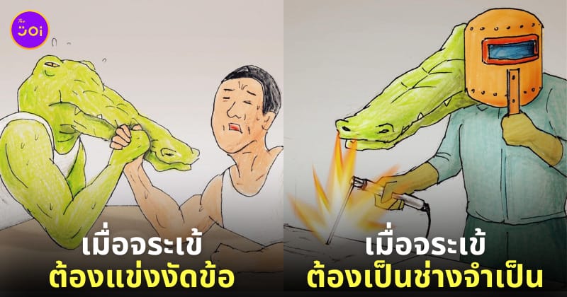 ภาพจระเข้ใช้ชีวิตแบบมนุษย์