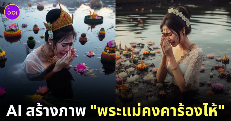 ภาพพระแม่คงคาร้องไห้ วันลอยกระทง aiart