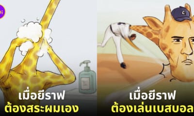 ภาพยีราฟใช้ชีวิตแบบมนุษย์
