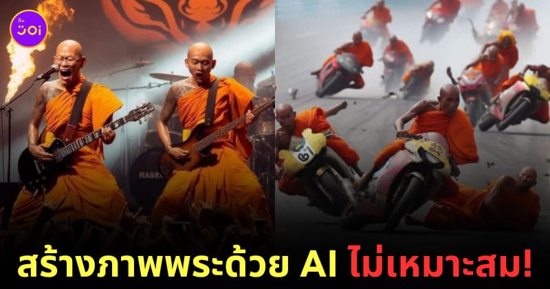 AI สร้างภาพ พระเล่นคอนเสิร์ต พระแข่งรถ