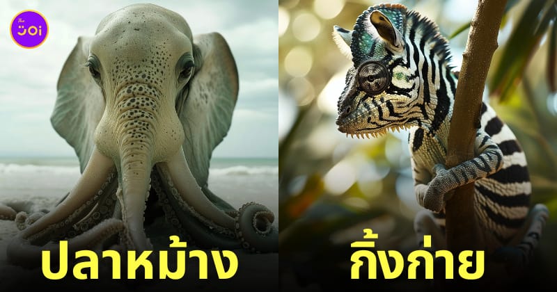 aiart ภาพสัตว์โลกที่ผสมข้ามสายพันธุ์กัน (Animal Hybrids)