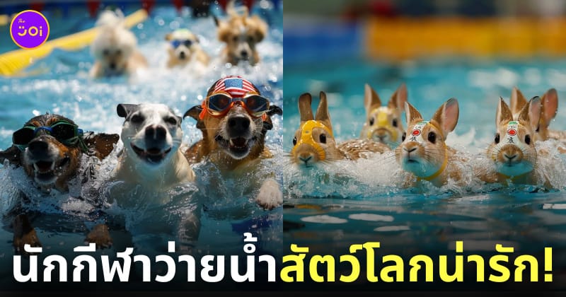 นักกีฬาว่ายน้ำ สัตว์โลก ต่างประเทศ Animal Olympics 2024 AI