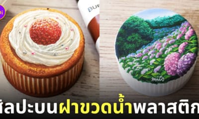 ภาพวาดบนฝาขวดน้ำพลาสติก นิชิมุระ มิโตะ