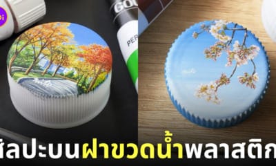ภาพวาดบนฝาขวดน้ำพลาสติก นิชิมุระ มิโตะ