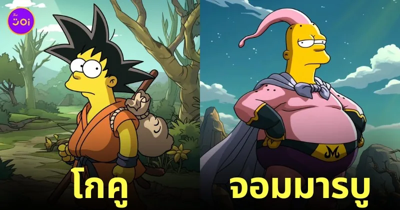 ตัวละคร Dragon Ball Z เวอร์ชั่นการ์ตูน The Simpsons aiart