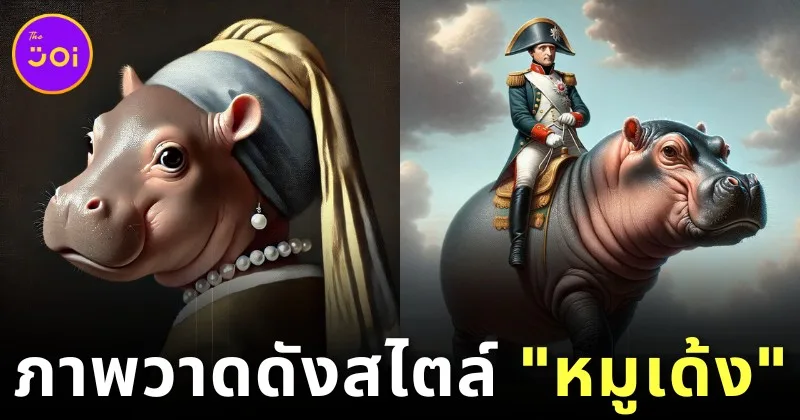 18 ภาพศิลปะของ "หมูเด้ง" ที่ได้แรงบันดาลใจมาจากภาพวาดดังระดับโลก โดย AI