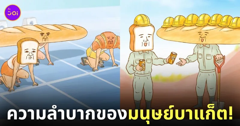 ภาพขนมปังบาแก็ตใช้ชีวิตแบบมนุษย์