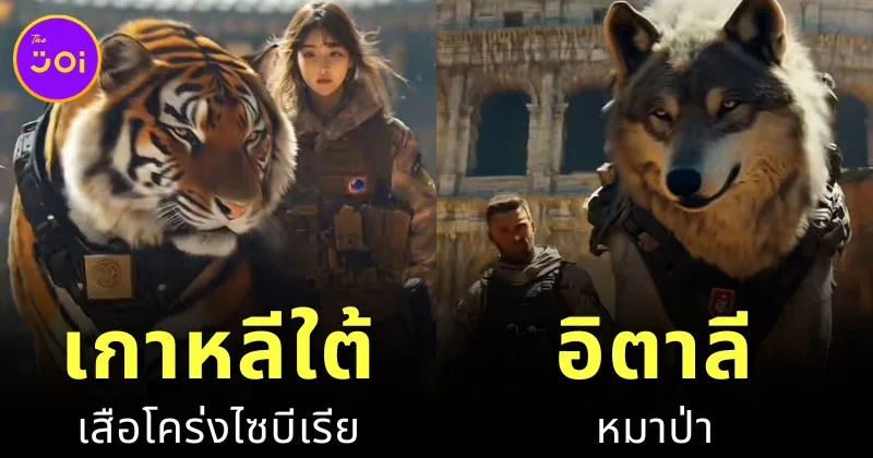 เมื่อ AI เปลี่ยน 15 สัตว์ประจำชาติให้กลายเป็นสัตว์นักรบที่สู้เคียงบ่าเคียงไหล่ทหารของแต่ละประเทศ