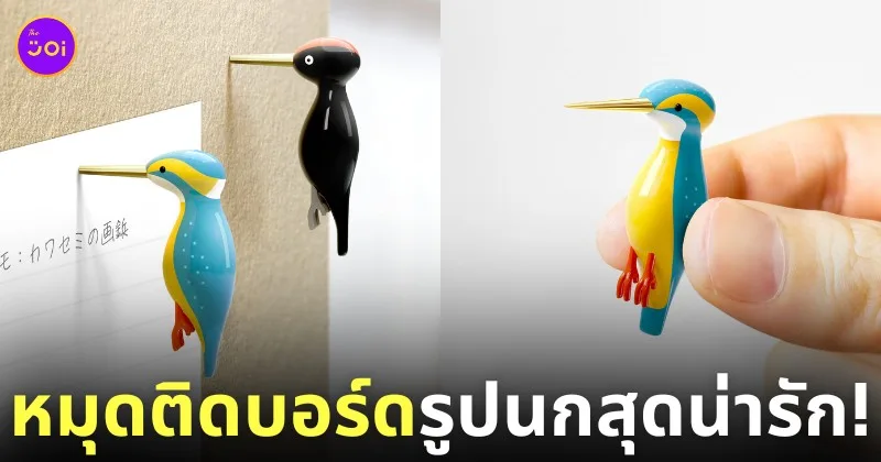 หมุดติดบอร์ดรูปนกกระเต็น-นกหัวขวาน