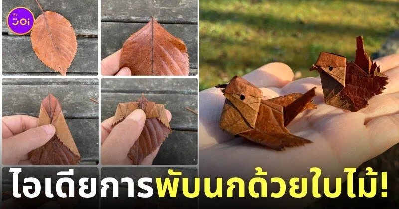 พับนกด้วยใบไม้